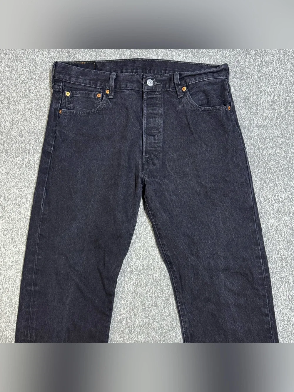 Levis 501 Jeans Men’s 34x30 Black Button Fly Grunge Straight Leg Jeans 5 Pocket